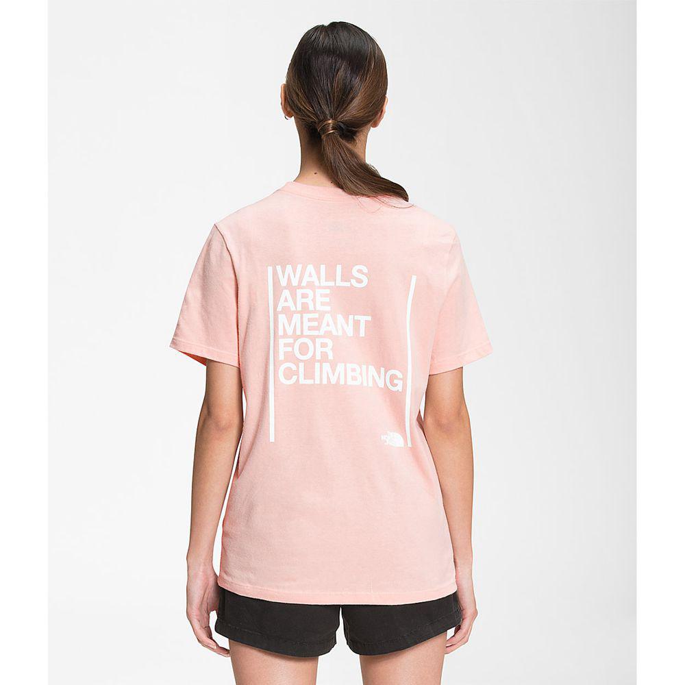 The North Face Κοντό Μανίκι Walls Γυναικεια T Shirt - Ροζ (MORZ04293)